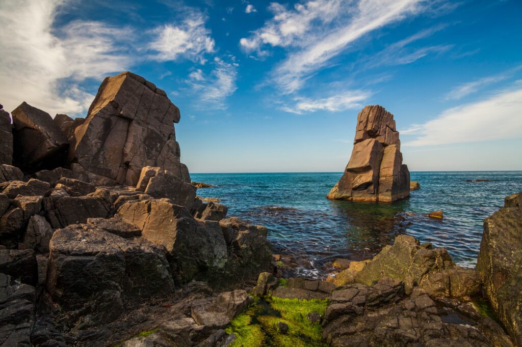 Picturesque sea landscape with rocky shore. Bulgaria.