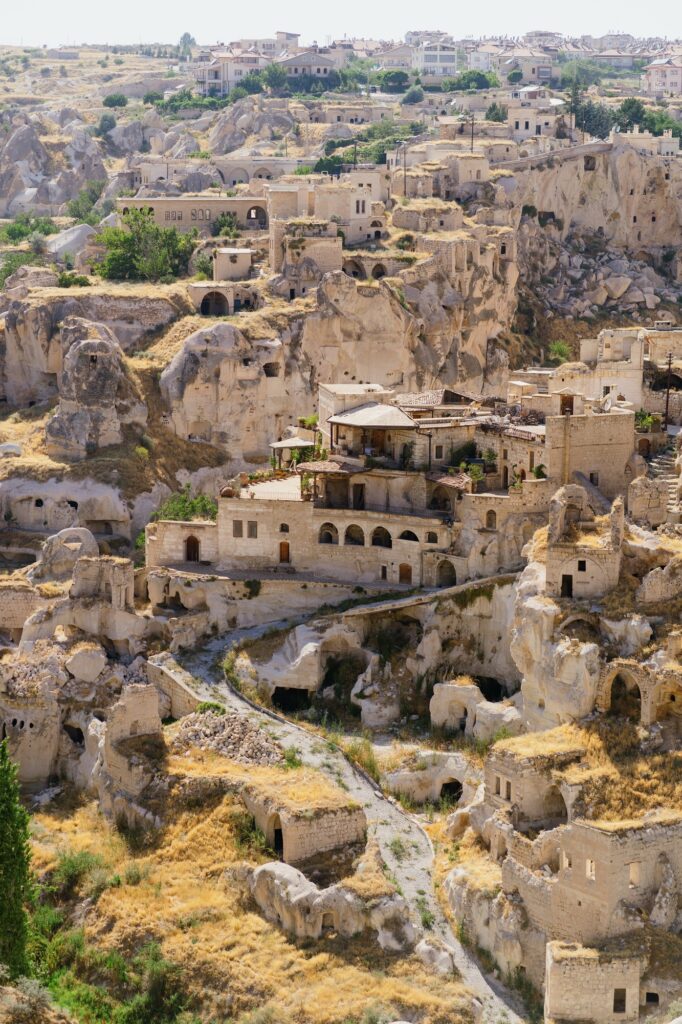 Travel destination. View on Goereme city, 20 July 2021, Cappadocia, Turkey